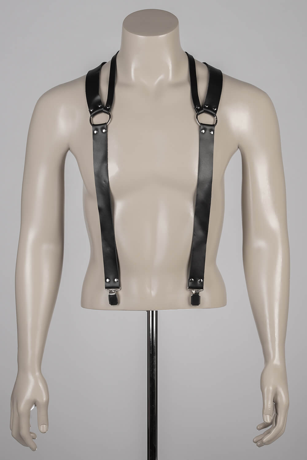 leren bretels zwart agron voyeurx mannen kinky outfit heren achterkant