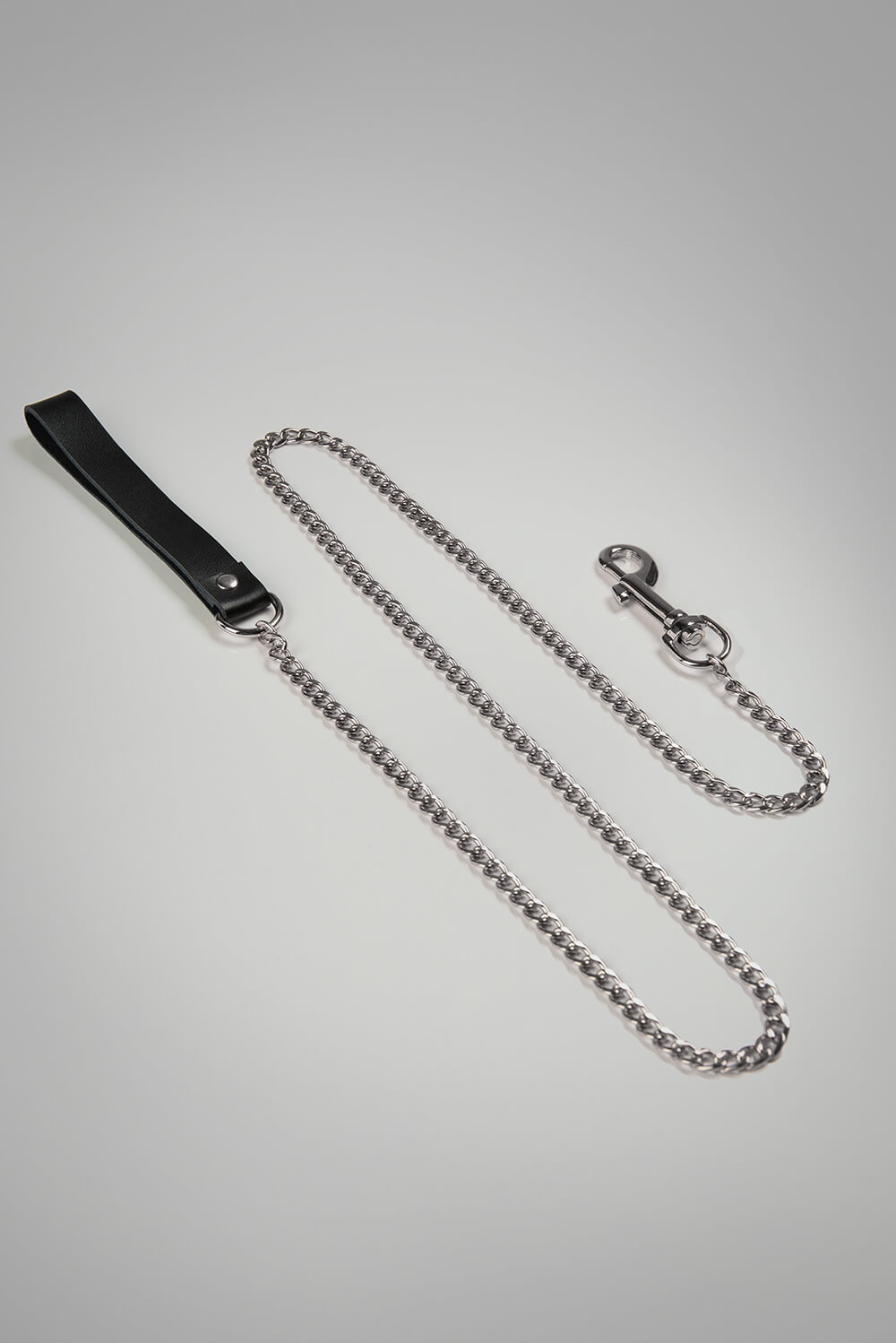 VoyeurX bdsm leash echt leer zwart zilver