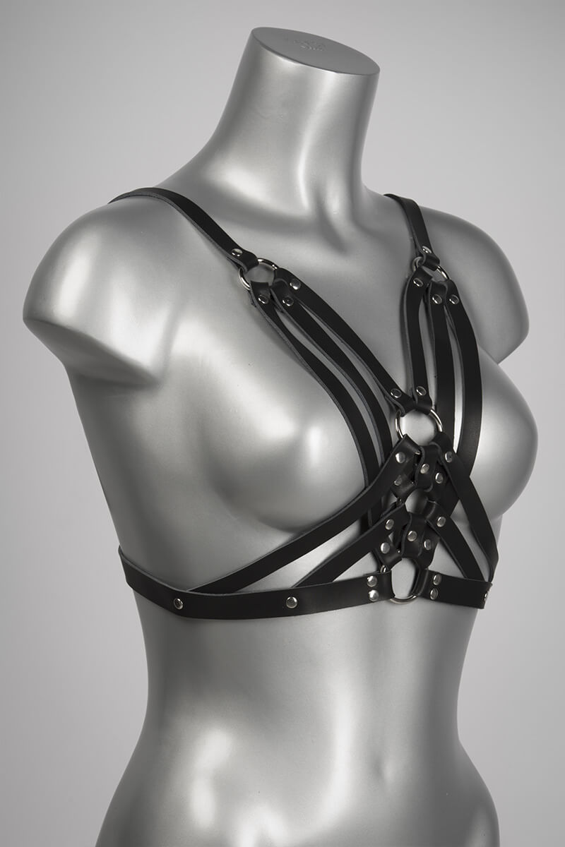 VoyeurX bondage harnas echt leer Allure zijkant